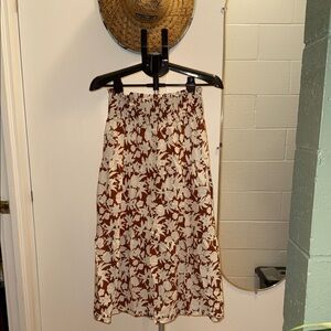 Universal Thread Brown and Cream Floral Midi Skirt